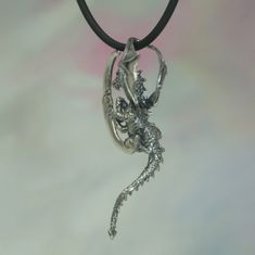 Lunar Dragon Necklace Sterling Silver Fantasy Jewelry Dragon - Etsy Dragon And Moon, Lunar Dragon, Fantasy Pendant, Crescent Moon Pendant, Dragon Necklace, Little Dragon, Dragon Pendant, Fantasy Jewelry, Metal Clay