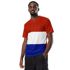 Unleash your inner Oranje fan with this comfortable and stylish unisex sport jersey Cheer on the Dutch national team at the European Football Championship, Olympic Games, FIVB Volleyball World Cup, FIH Hockey World Cup, or any other sporting event. This t-shirt is the perfect way to show your unwavering support for the Netherlands and its talented athletes. View more The Netherlands flag items Crafted with Dutch pride in mind: Classic colors: The front proudly displays the iconic Dutch flag with Hockey World Cup, Netherlands Flag, Sport Bh, Stripe Outfits, Jersey Sweatshirt, European Football, Flag Tshirt, Olympic Games, Hoodie Top