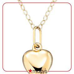 in stock Macy's Jewelry With Heart Charm, Yellow Gold Hallmark Heart Necklace, Yellow Gold Heart Necklace With Hallmark, Certified Yellow Gold Heart Necklace, Yellow Gold Heart-shaped Necklace With Hallmark, Macy's Heart Charm Necklaces For Valentine's Day, Macy's Heart Pendant Necklace For Valentine's Day, Macy's Heart Charm Necklace For Valentine's Day, Macy's Heart Charm Necklace