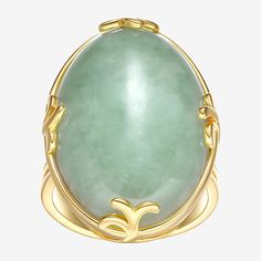 This eye-catching cocktail ring features a mined green jade oval stone set in 18K gold-over-silver. The ring's bold design is perfect for adding a touch of color and elegance to any outfit. A standout piece in your jewelry collection.Ring Style: Cocktail RingsFeatures: Nickel Free, Quick ShipSetting: InlayShape: OvalStone Cut: FancyStone Millimeter Measurement: 30 Mm Length, 20 Mm WidthMetal Color: YellowRing Gallery Height: 9mmRing Top Width: 22.2mmBand Width: 2.5mmCare: Wipe CleanStone Type: 1 Antique Tiffany, Mint Gold, Tiffany Glass, Ring Style, Oval Stone, Green Jade, Pinterest Board, Jade Green, Cocktail Ring