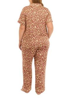 Covered in a fresh print, this pajama set from Crown & Ivy is an at-home staple. | Crown & Ivy Women's Plus Size Printed Notch Pajama Set, 1X Casual Multicolor Sets For Daywear, Printed Relaxed Fit Sets For Daywear, Pajama Set, Ivy, Pajamas, Crown, Plus Size