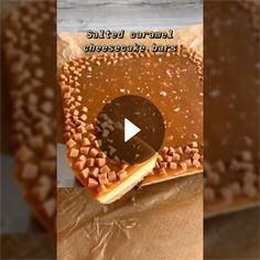 a video showing how to make a salted caramel cheesecake bar with graham crackers