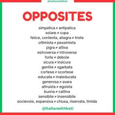 a poster with the words opposites in red and green on it, including an image of