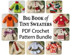 the big book of tiny sweaters crochet pattern bundle is available for purchase