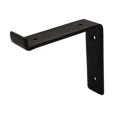 a black metal shelf bracket on a white background