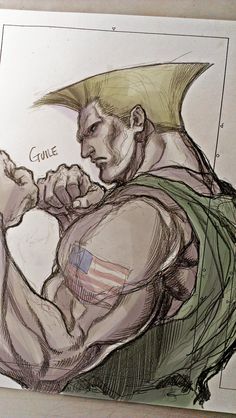 a drawing of a man with an american flag on his chest and arms stretched out