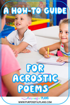 Students eager to learn from a teacher. The title reads a how-to guide for acrostic poems. Beautiful Poems, Acrostic Poem, Step By Step, To Create, Create Your