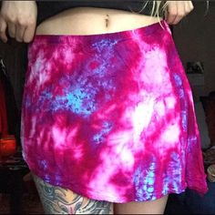 Hand Made Tie Dye Festival Skirt, Never Worn Tye Dye Skirt, Mini Festival, Festival Skirt, Festival Skirts, High & Low, High Low, Pink Blue, Pink Ladies, Hand Made