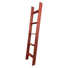 a tall wooden ladder is shown against a white background