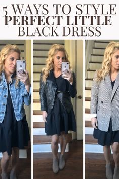 Perfect Little Black Dress - What to Wear with a Little Black Dress. How to Style a Little Black Dress. #FallFashion #WinterFashion #LittleBlackDress #BlackDress Black Dress With Jacket Outfit, Little Black Dress Outfit Winter, How To Style A Black Dress, Black Dress With Jacket, Collard Dress, Bright Jacket, Black Tiered Dress, Black Dresses Classy, Casual Outfits For Moms