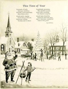 an old fashioned christmas card with santa and children