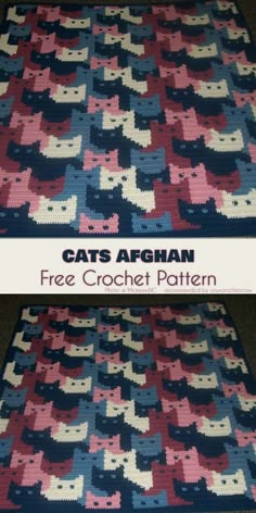 two pictures of cats afghans with the same pattern