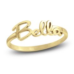 Personalize the perfect gift for a loved one or create a lasting keepsake for yourself with this meaningful high-polish name ring, fashioned in lustrous 14K yellow gold. Free personalization! May be personalized with your choice of 1 name (up to 7 characters). Polish Names, Gold Book, Name Ring, Jared The Galleria Of Jewelry, Name Rings, Gold Price, Gold Plated Sterling Silver, Yellow Gold Rings, Sterling Ring