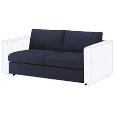 a blue and white couch sitting next to each other