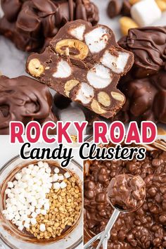 rocky road candy clusters with text overlay