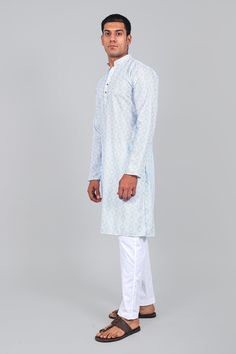 Bluesaanchi Effortlessly Stylish Textured Light Blue Kurta Set for Men  Discover the perfect blend of tradition and modernity with our Bluesaanchi Textured Light Blue Kurta Set. Designed for the modern man, this kurta set combines comfort, style, and elegance, making it an ideal choice for any occasion. Whether you're attending a festive event or a casual gathering, this kurta set ensures you stand out effortlessly.  Key Features  Elegant textured light blue fabric  Comfortable and stylish fit  Perfect for festive and casual occasions  Easy to wear and maintain   Specifications  Fabric: Cotton Blend  Color: Light Blue  Available Sizes: S, M, L, XL, XXL  Package Includes: Kurta and Pyjama   Material & Care  Material: High-quality cotton blend for comfort and durability  Care Instructions: M Light Blue Fabric, Kurta Set For Men, Blue Kurta, Kurta Set, Comfort Style, Modern Man, Blue Fabric, Fabric Cotton, Color Light