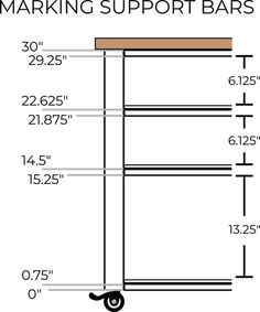 the standard bar height for making support bars is shown in black and white with measurements