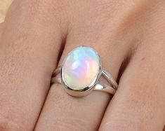 Ethiopian Welo Opal Natural Opal Cabochon Ring 925 Sterling - Etsy Three Stone Ring, Cabochon Ring, October Birthstone, Welo Opal, Three Stone Rings, Natural Opal, October Birth Stone, Three Stone, Stone Ring