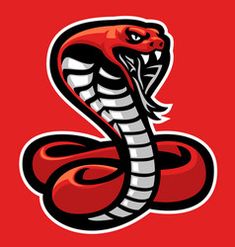 a red and black cobra mascot on a red background stock photo - 957982