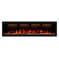 an electric fireplace with bright flames