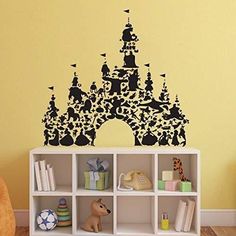 a black castle wall decal in a child's room