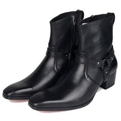 Handmade mens black leather ankle boots, men ankle designer fashion boots Designer Ankle Boots, Black Boots Men, Men In Heels, Leather High Heel Boots, Botas Chelsea, Handmade Boot, Ankle Boots Men, Chelsea Boots Men, Boots For Men