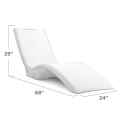 a white chaise lounger is shown with measurements