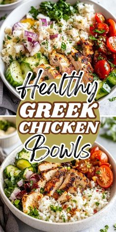 Healthy Greek Chicken Bowls, Greek Chicken Bowls With Tzatziki, Cheap Dinners For A Family Healthy, Trader Joe's Meal Prep, Greek Bowls Chicken, One Pan Dinners Healthy, Chicken Greek Bowls, Clean Food Recipes Healthy, Meals To Lower Cholesterol Recipes