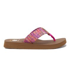 Our NADIA flip-flops are the perfect blend of comfort and style, featuring a soft fabric upper adorned with a faux suede center logo tab and a soft ribbon thong post. These flip-flops are part of our exclusive MellowMat™️ collection, boasting a broad, round-toe shape and a casual low heel with slight arch support, crafted from slow-rebound EVA. Soft Fabric & Faux Leather upper, Slip on for easy entry,1\ sole height, Open round toe with thong post, Mellow Mat EVA footbed, Rubber outsole | Women's Pink Slippers With Removable Insole For Beach, Pink Beach Slippers With Removable Insole, Pink Sandals With Arch Support And Adjustable Fit, Adjustable Pink Sandals With Arch Support, Pink Flip Flops With Textured Footbed For Beach, Pink Cushioned Flip Flops For The Beach, Casual Adjustable Pink Slippers, Mellow Mat, Center Logo