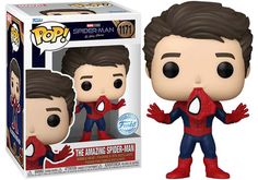 the amazing spider - man pop vinyl figure is shown in its box with it's open mouth