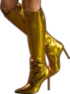 Gold Fitted Knee-high Boots, Fitted Gold Knee-high Boots, Fitted Knee-high Gold Boots, Gold Heels With Round Toe, Fitted Gold Knee-high Heeled Boots, Elegant Gold Fitted Heeled Boots, Elegant Fitted Gold Heeled Boots, Fitted Gold Heels For Fall, Zipper Boots