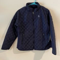 Brand New With Tags Blue Quilted Long Sleeve Jacket For Cold Weather, Blue Long Sleeve Quilted Jacket For Cold Weather, Blue Quilted Jacket For Fall, Blue Quilted Jacket For Cold Weather In Fall, White Puffer, Faux Fur Sweater, Womens Quilted Jacket, Polo Women, Quilted Puffer Vest