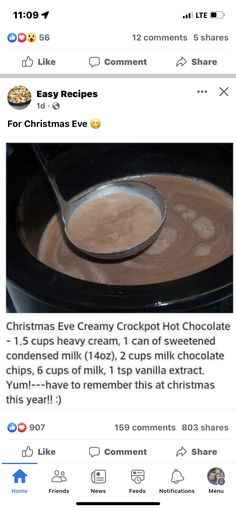 a twitter post with an image of a bowl of hot chocolate