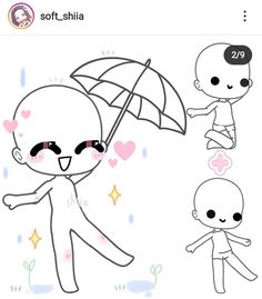 a cartoon character holding an umbrella with hearts on it's face and the other hand