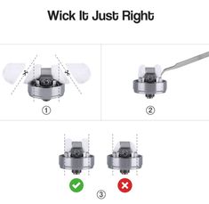 the instructions for how to use a wick it just right tool in this image