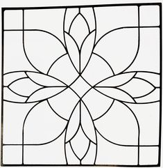 a black and white image of a flower in a stained glass window with no frame