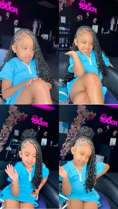 Lemonade Braids With Knotless Kids, Ruberband Hairstyle Braids, Braided Bow Hairstyles, Kids Braids With Curls, Bow Hairstyle Braids, Back To School Hairstyles Braids Kids, Fulani Braids For Kids, Easy Braided Hairstyles For Kids Black, Half Lemonade Braids Half Box Braids