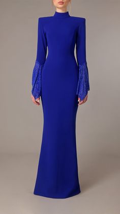 High neck long sleeves dress Jean-Louis Sabaji Long Sleeve High Neck Dress, Race Day Outfits, Long Sleeves Dress, Timeless Outfits, Blue Long Sleeve Dress, Midi Dress Style, Elegant Dresses Classy, Iconic Dresses, Long Sleeve Gown