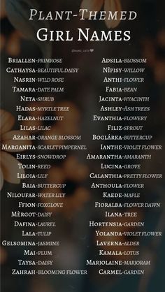 the poster for plant - themed girl names