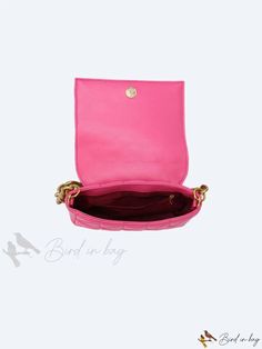 Bird in Bag - Pink Quilted Chain Flap Square Bag - Perfect for Back-to-School Parties, Going Out, Clubbing, and Gather Pink Rectangular Clutch With Chain Strap, Pink Crossbody Evening Bag With Chain Strap, Pink Clutch With Chain Strap For Gift, Pink Clutch With Chain Strap As Gift, Pink Bags With Chain Strap For Gifts, Pink Pouch Bag With Chain Strap, Pink Bags With Chain Strap As Gift, Pink Pouch Shoulder Bag With Chain Strap, Pink Bag With Chain Strap As Gift