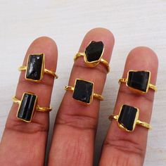 Raw Black Tourmaline Ring, Natural Uncut Tourmaline Ring, Brass Gold Plated Ring Ring, Bohemian Jewelry, Raw Stone Jewelry, C120709 Gemstone - Rough  Black Tourmaline Weight - 3.1gm Stone Size- 10mm Fancy Shape Metal - Brass With Gold Plated Black Tourmaline Gemstone Rings, Black Tourmaline Rings As Gifts, Black Tourmaline Rings For Gift, Protection Rings, Raw Black Tourmaline, Black Tourmaline Ring, Raw Stone Jewelry, Tanzanite Stone, Ring Collection