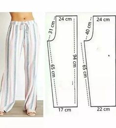 the sewing pattern is shown for this pants