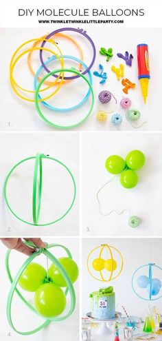 the instructions for how to make an apple shaped balloon with string and glue on it