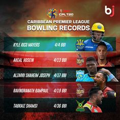 the official roster for the caribbean premier league bowling records, including players from all over the world