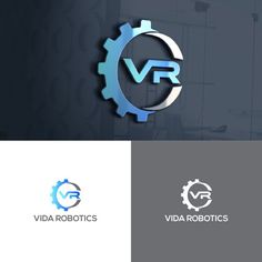 the logo for vida robotics is shown in blue and silver letters on a dark background