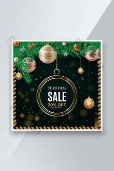 a christmas sale poster with ornaments on it