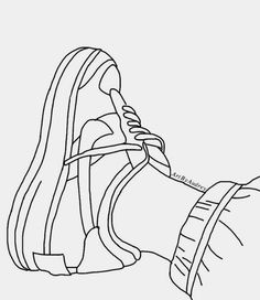 a black and white drawing of a woman's shoe