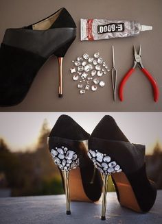 #bling #craft #heel Jeweled Heels, Diy Clothes Videos, Diy Clothes And Shoes, Shoes Hack