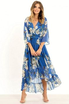 Kimono Floral, Mode Kimono, Floral Print Kimono, Marine Uniform, Kimono Wrap, Midi Wrap Dress, Kimono Sleeves, Wrap Midi Dress, Floral Print Midi Dress