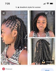 Loc Flat Twists, Braid Back Loc Styles, Retwist Styles For Locs Women, Medium Long Loc Styles, Lox Styles For Women Long, Loc Side Styles, Locs Rope Twist Styles, Short 2 Strand Twist Loc Styles, Loc Twist Out Styles